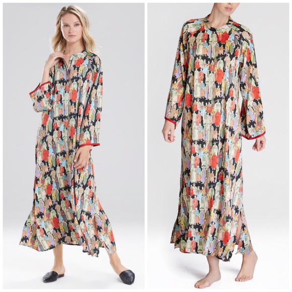 Natori Dynasty Mandarin Zip Caftan Gown